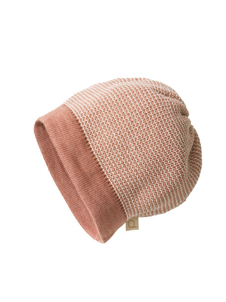 Disana Beanie van wol gemêleerd - roze/naturel