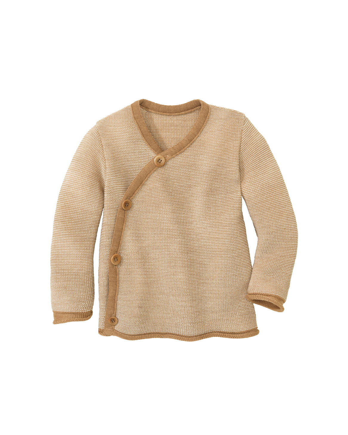 Wikkelvestje van merino wol karamel /naturel