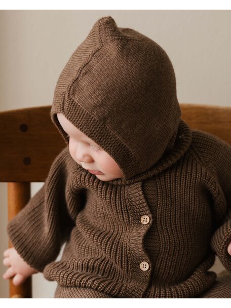 Hvid Balaclava van merino wol Eddy - mocha