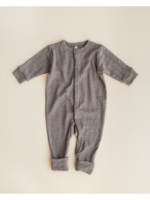 Unaduna Onesie ajour streepje 2 in 1 feet wol/zijde - hazel