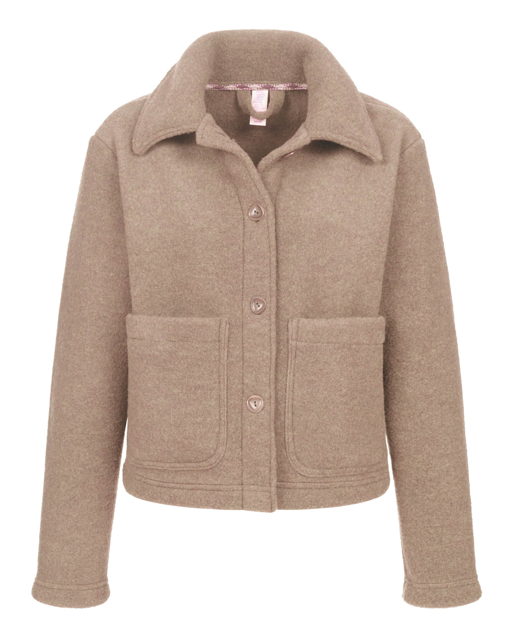 Kort dames jasje van wol/fleece sand