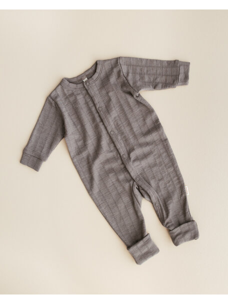 Unaduna Onesie ajour streepje 2 in 1 feet wol/zijde - hazel