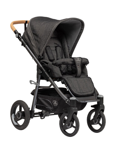 Naturkind Kinderwagen Lux Evo graphit - basis model inclusief gevlochten reiswieg