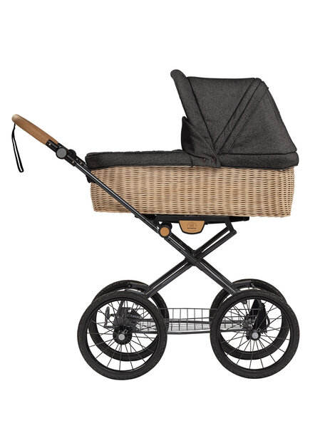 Naturkind Kinderwagen Ida graphit - basis model inclusief gevlochten reiswieg