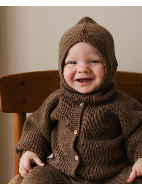 Hvid Balaclava van merino wol Eddy - mocha