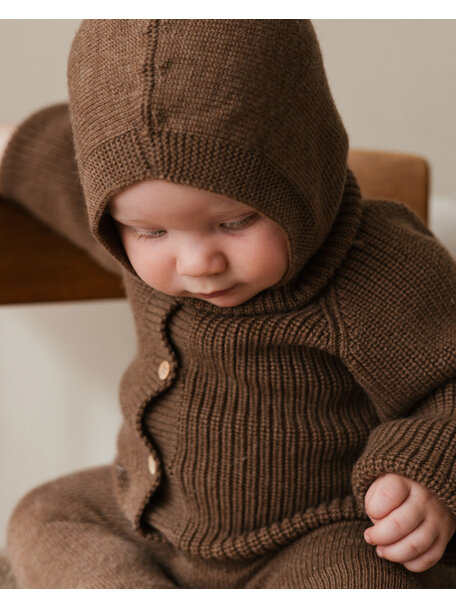 Hvid Balaclava van merino wol Eddy - mocha