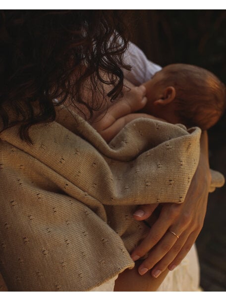 Hvid Baby deken van wol Bibi - sand