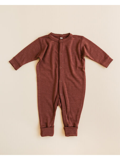 Unaduna Onesie pointelle 2 in 1 feet wol/zijde - henna dune