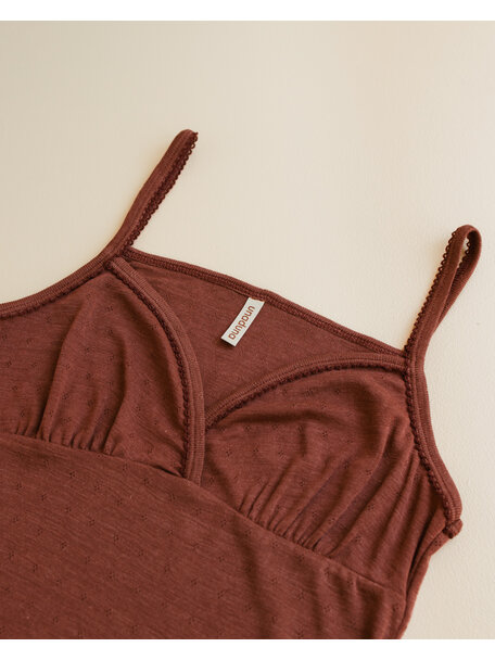 Unaduna Chemise pointelle wol/zijde - henna dune