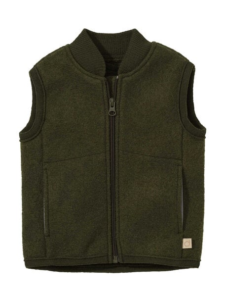 Disana Bodywarmer van gekookte wol - olive