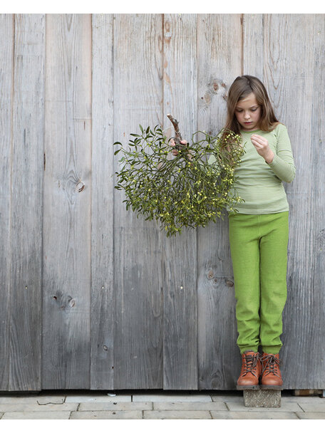 Cosilana Kindershirt gestreept van wol/zijde - groen
