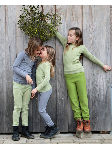 Cosilana Kindershirt gestreept van wol/zijde - groen