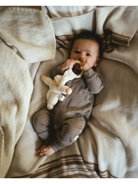 Unaduna Onesie ajour streepje 2 in 1 feet wol/zijde - hazel