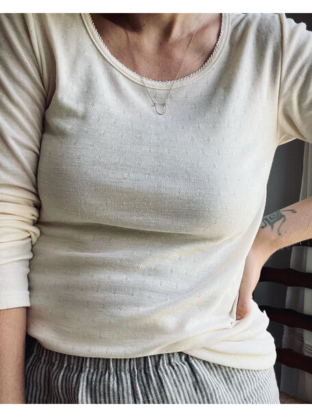 Unaduna Dameshemd long sleeves pointelle wol/zijde - munkki