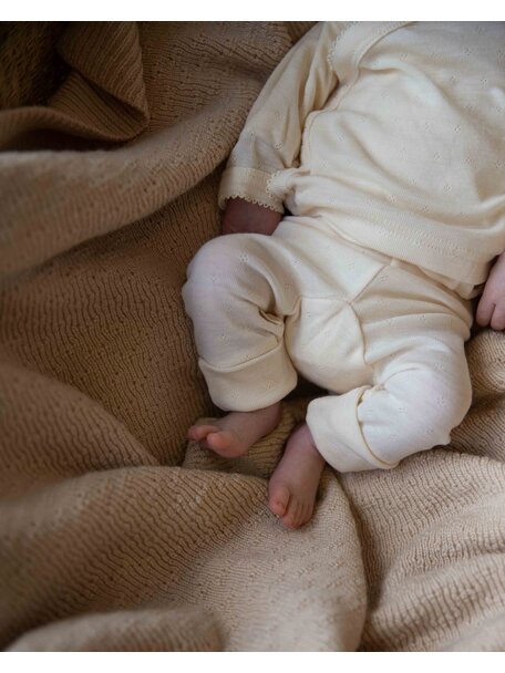 Unaduna Babybroekje pointelle 2 in 1 feet wol/zijde - munkki