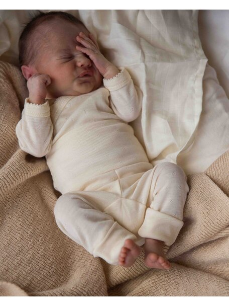 Unaduna Babybroekje pointelle 2 in 1 feet wol/zijde - munkki