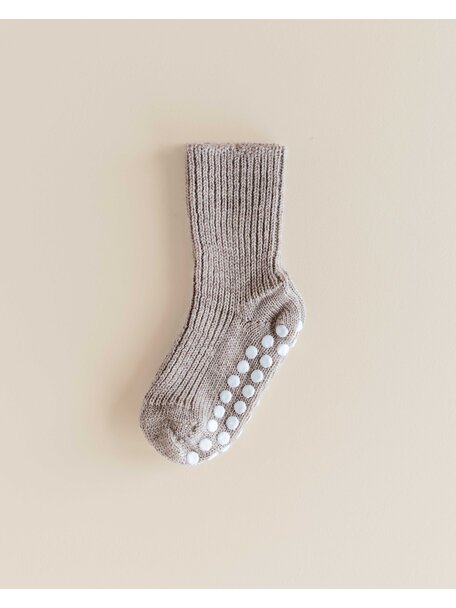 Hirsch Natur Wollen sokken met anti-slip stippen - savanne