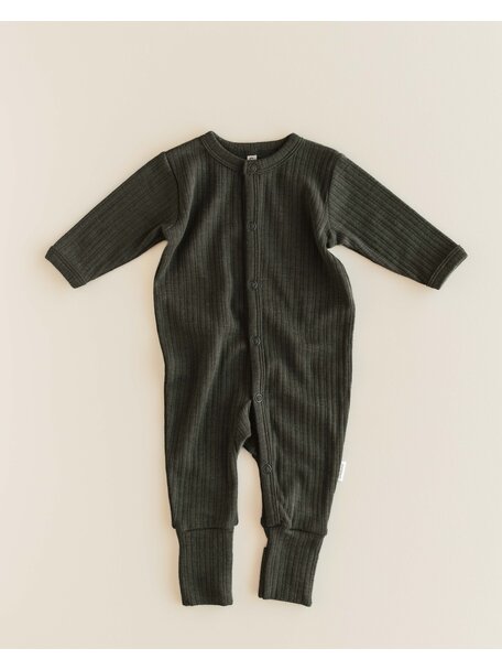 Unaduna Onesie rib 2 in 1 feet rib wol/zijde - wakame