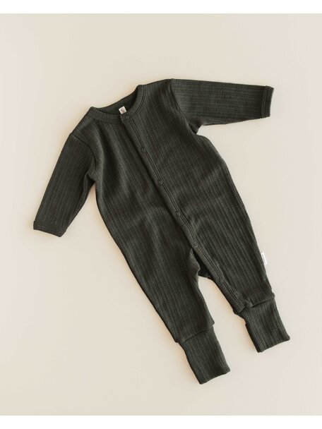 Unaduna Onesie rib 2 in 1 feet rib wol/zijde - wakame
