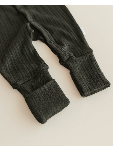 Unaduna Onesie 2 in 1 feet rib wol/zijde - wakame