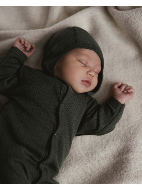 Unaduna Onesie rib 2 in 1 feet rib wol/zijde - wakame
