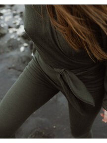 Unaduna Dames legging rib wol/zijde - wakame