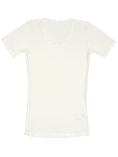 Joha Wollen dames shirt short sleeve Cecilie - wit