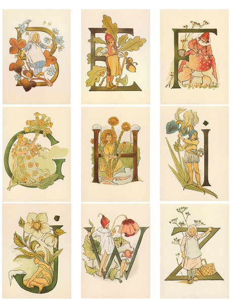 Otillia Adelborg Set alfabet kaarten (26 stuks) - A t/m Z