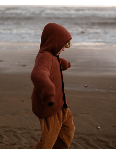 Unaduna X Engel Kinderjas van wol-fleece - henna dune