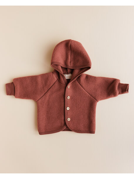 Unaduna X Engel Kinderjas van wol-fleece - henna dune
