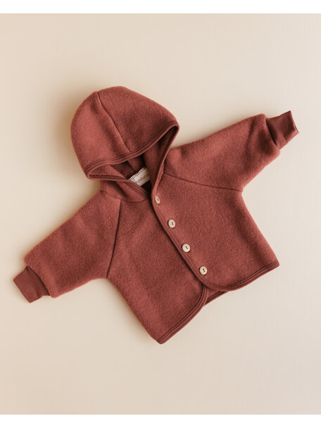 Unaduna X Engel Kinderjas van wol-fleece - henna dune