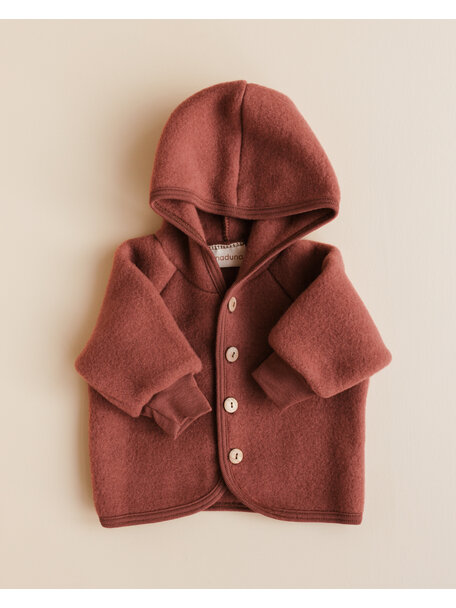 Unaduna X Engel Kinderjas van wol-fleece - henna dune