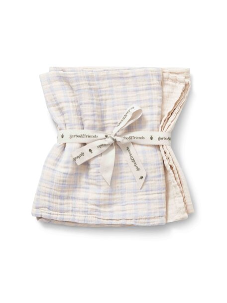 Garbo & Friends Hydrofiele doeken - gingham sky blue  (2 stuks)