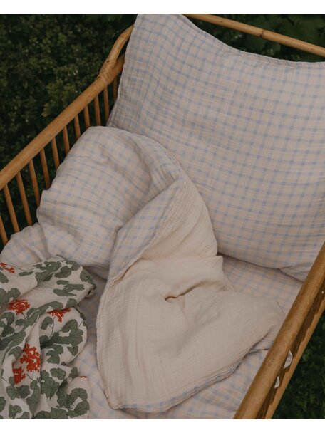 Garbo & Friends Hydrofiel ledikant bed set - gingham sky blue