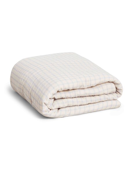 Garbo & Friends Hydrofiel tweepersoons dekbedovertrek - gingham sky blue