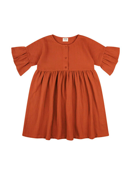 Matona Kinder jurk volant - brick