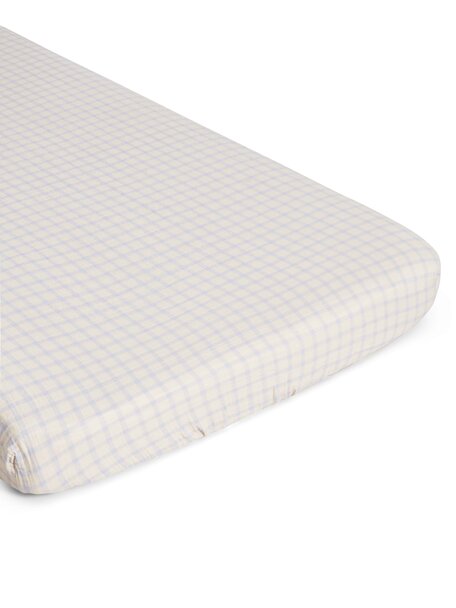 Garbo & Friends Hydrofiel ledikant hoeslaken - gingham sky blue