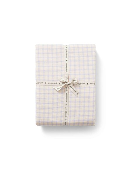 Garbo & Friends Hydrofiel ledikant hoeslaken - gingham sky blue