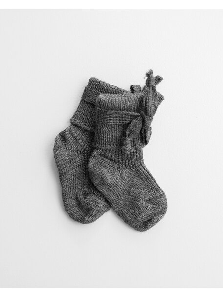 Hirsch Natur Wollen newborn sokjes - middengrijs (exclusief bij Ziloen)