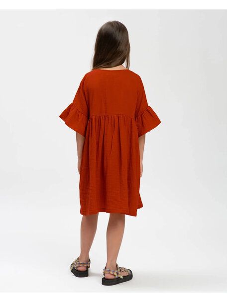 Matona Kinder jurk volant - brick