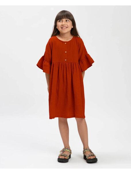 Matona Kinder jurk volant - brick