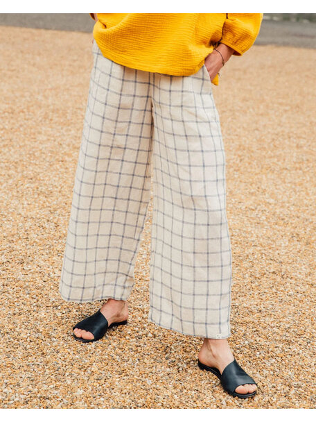 Matona Dames culotte van linnen - blue net