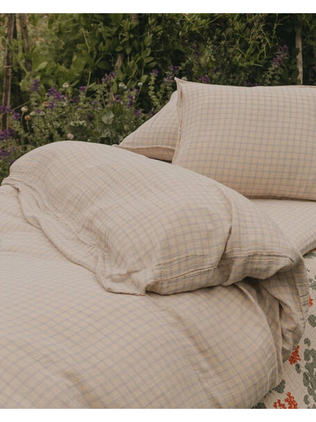 Garbo & Friends Hydrofiel tweepersoons dekbedovertrek - gingham sky blue