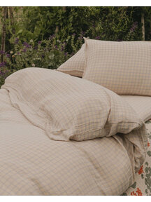 Garbo & Friends Hydrofiel eenpersoons bed set - gingham sky blue