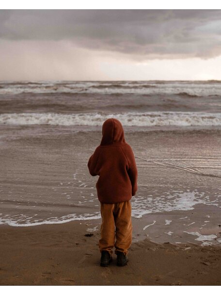 Unaduna X Engel Kinderjas van wol-fleece - henna dune