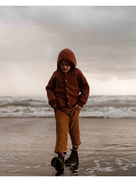 Unaduna X Engel Kinderjas van wol-fleece - henna dune