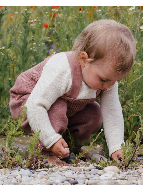 Disana Gebreide wollen salopette - oud roze