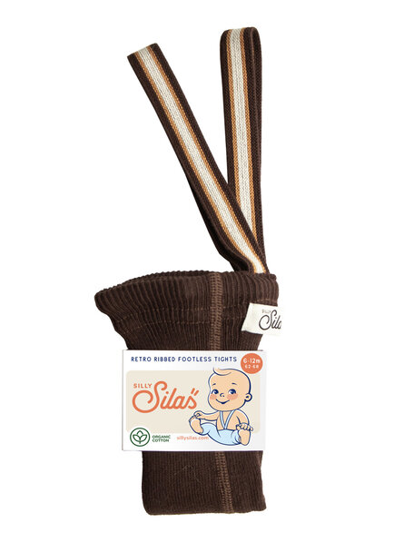 Silly Silas footless tights - chocolate brown striped
