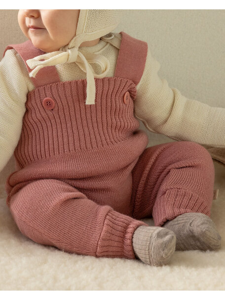 Disana Gebreide wollen salopette - oud roze