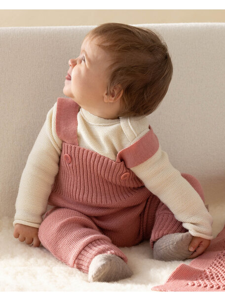 Disana Gebreide wollen salopette - oud roze